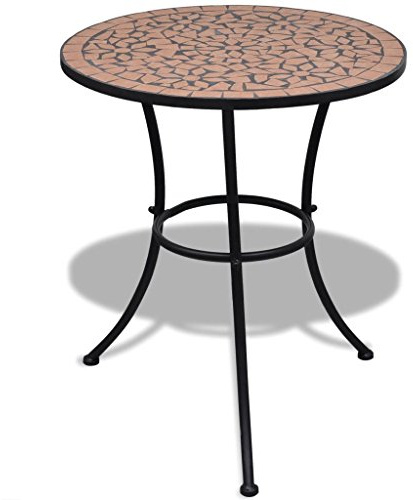 Tidyard Table Mosaïque Balcon Jardin - Robuste & Facile à Assembler - Couleur Terre Cuite