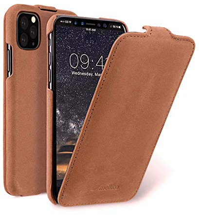 Hülle passend für Apple iPhone 11 PRO (5,8 Zoll), Handyhülle mit echtem Leder, Flip-Case, Schutzhülle klappbar, dünne Handy-Tasche, Slim Cover, Vintage Braun