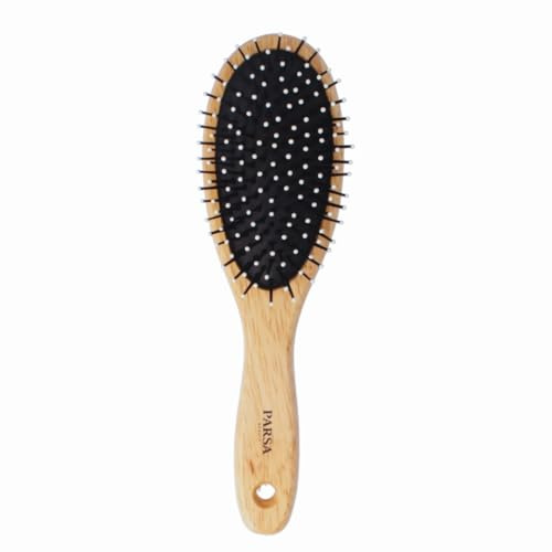 PARSA Beauty Eco brosse cheveux en bois ovale grande – Pour tous les types et longueurs de cheveux, Brosse à cheveux en bois naturel avec picots en plastique pour masser le cuir chevelu