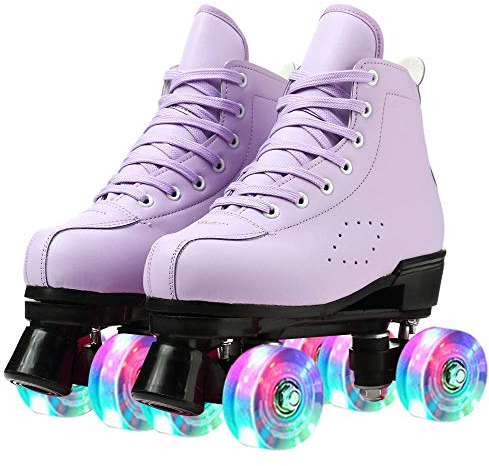 Comeon Women Roller Skates PU Leather High-Top Indoor Outdoor Skating Shoes