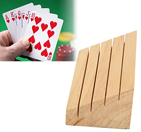 01 Kartenhalter für Spielkarten, Holz, 4 Steckplätze, bequem zu verwenden, ideal für kleine Hände und Arthritis, hochwertige Holzwerkstoffherstellung