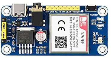 A7670E LTE Cat-1 HAT for Raspberry Pi, Multi Band Support, 2G GSM/GPRS, Enabling LTE Cat-1 / 2G Communication & LBS Positioning
