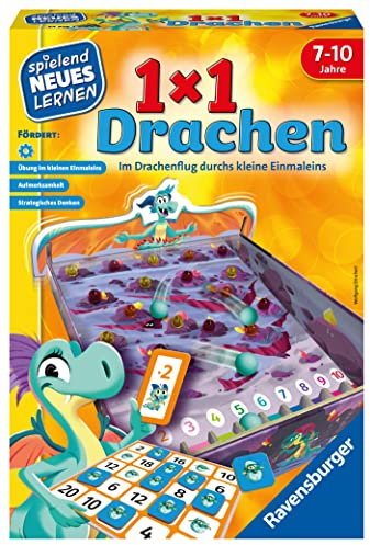 Ravensburger 24976-1x1 Drachen - Lernspiel für Kinder, Rechenspiel für Kinder von 7-10 Jahren, für 2-4 Spieler, Zahlenraum 1-100, kleines Einmaleins - Geburtstagsgeschenke