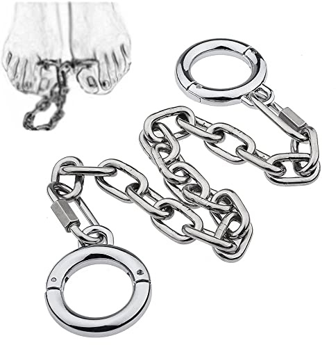 Xuomt Edelstahl Handfesseln Einstellbar Fußfesseln Bondage Handschellen Fußschellen Fußeisen mit Kette Fuß Eisen Sm Cosplay Erwachsene Sexspielzeug für Frauen Männer (Groß: Zehenmanschetten)