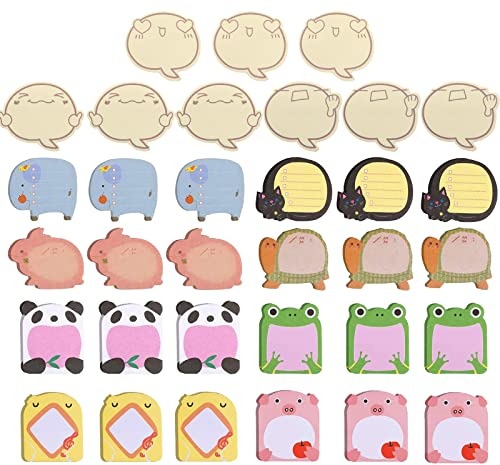 VEGCOO 33 Stück Mini Haftnotizen Cartoon Tiere Haftnotizen Sticky Notes Cute Selbstklebende Notizzettel Lustig Klebezettel Kinder Home School Office
