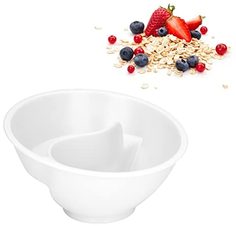 Cuenco de Cereales Antiempapado, Cuencos Divididos para niñOs y Adultos, Cuenco de Aperitivos Separado Apilable sin BPA para Helado, Yogur, Bayas, Patatas Fritas (Blanco)