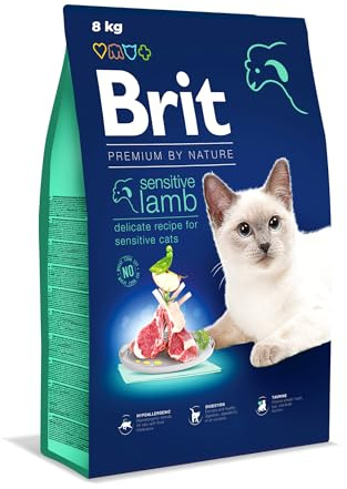 Brit Premium by Nature - Cibo secco per gatti sensibili, ipoallergenico, sapore agnello, 8 kg