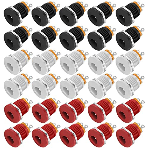 GTIWUNG 30 Stück DC 5,5 x 2,1 mm Buchse Einbaubuchse mit Sechskantmutter 3-poliger DC-elektrischer Buchse, DC Gleichstrombuchse Einbaubuchse, DC Power Jack Buchse 3 Pin Buchse Panel Mount Stecker