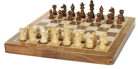 Sunrise Chess & Games Magnetisches Reiseschach mit Intarsien, 30 cm | Magnetische Figuren, Intarsiertes Holzbrett 30 cm, Kompaktes Reiseformat, Klappbare Aufbewahrung