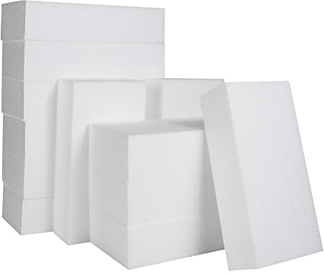 FWEEK 12 polistirolo Rettangolare, Blocchi di Schiuma, 20 x 10 x 5 cm polistirene modellismo, Forme in polistirolo cubi per sculture, modellazione, Artigianato, Composizione Floreale