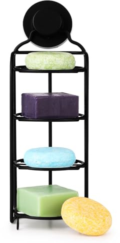 newkaijian Dusche Wand Seifenhalter 4 Tier Runde Seifenschale Edelstahl Bar Dusche Bad Selbstablauf Rostbeständig Regal Starke No-Drill Dusche Wand Bar Seifenhalter Bad Küche