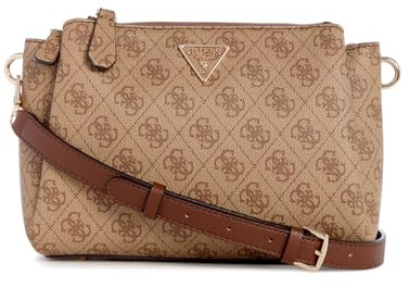 GUESS Noelle Tri Compartment Crossbody Latte Logo/Brown