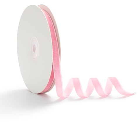 AOKSUNOVA Samtband Geschenkband Samt Schleifenband Dekoband Rosa | Samtband als Geschenkband und Schleifenband, Weiches Dekoband für Hochzeit,Weihnachten,Geburtstag und Festliche Verpackung