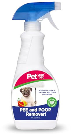 Pet Your Pet Urinier- und Kotentferner - All-in-One Pet Flecken- und Geruchsentferner mit pflanzlichen Inhaltsstoffen - Flecken- und Geruchsentferner für Polster, Teppiche, Leder & Hartböden