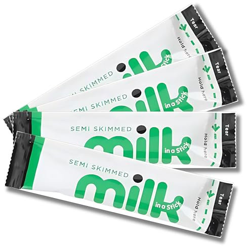 30 x Lakeland Dairies Milk In A Stick - UHT Semi Skimmed Milk Sachets - 10ml Each. Ideal for Travel, Camping, Work, Hotels, Airplanes, and Letterbox Friendly Packaging By Espresso Yourself
