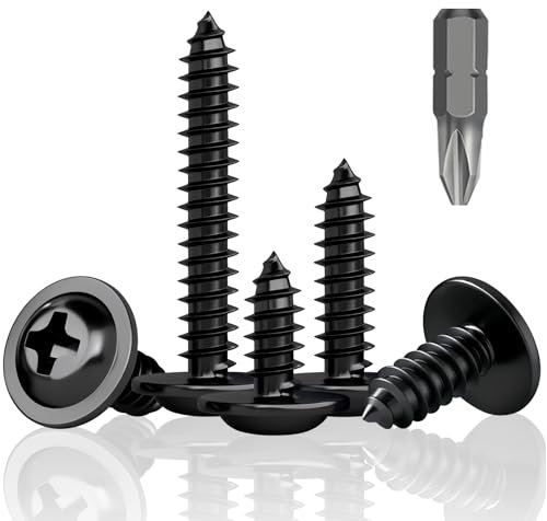 HXJDAM Lot de 160 vis auto-taraudeuses noires M4,2 x 25 mm à tête plate - Vis à bois - Vis autotaraudeuses - Pour tôle, plaque de plâtre, plastique et bois