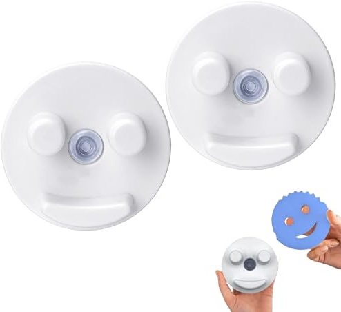 2Pcs Scrub Sponge Holder, Kitchen Sponge Holder, Smiley Face Sponge Storage Holder, Funny Face Sponge Holder, Suction Cup Scrub Holder For Sink, Holder for Scrub for Daddy Mommy (Sponges Not Included)
