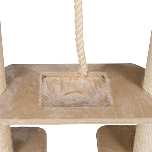 HAPPYPET Kratzbaum Verbindungs-Set mit Spielseil & Liegemulde – Ersatzteil aus Multiplex-Holz, inkl. Plüschbezug & Abstandshalter – Ideal zur Erweiterung von Katzenkratzbäumen