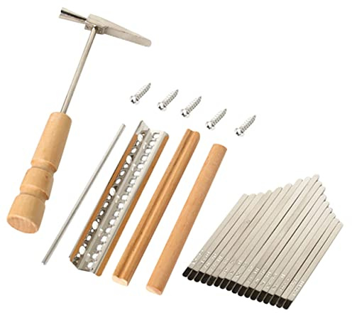 Kalimba für Ersatzset Schlüssel 17 Tasten Selbstgemacht Daumenklavier | 1 Satz, Holz und Metall, Leicht zu Montieren, Elastisch und Langlebig, mit Sattel, Brücke und Hammer