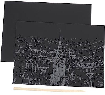 Warmhm 2 Stück Mehrteiliges Kratzbild Stadt Nachtansicht Städtebau Diy Papierkarten Für Jungen Mädchen Kreative Bastelideen Mit Buntem Muster