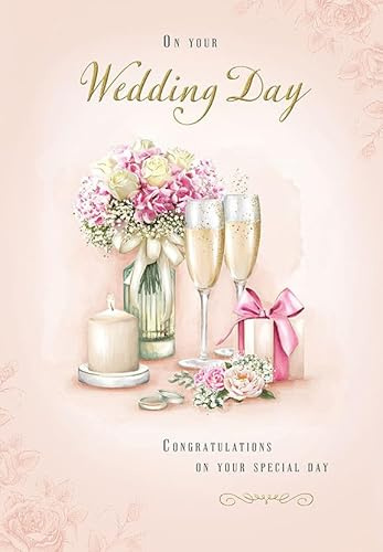 Piccadilly Greetings Wedding Card, On Your Wedding Day - 9 x 6 inches