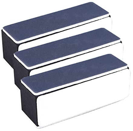 3 Piece Black 4 Way Nail Buffer Block for Filing Nails | Sturdy Sandpaper and Sponge Build, Natural and False Nail Use, at Home or Salon