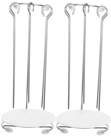 Kisangel Soporte para Barbacoa De Acero Inoxidable para Colgar Alimentos, 2 Piezas, Perchero Colgante Resistente para Parrilla, Adecuado para Reuniones y Picnics, Desmontable y Fácil De Limpiar