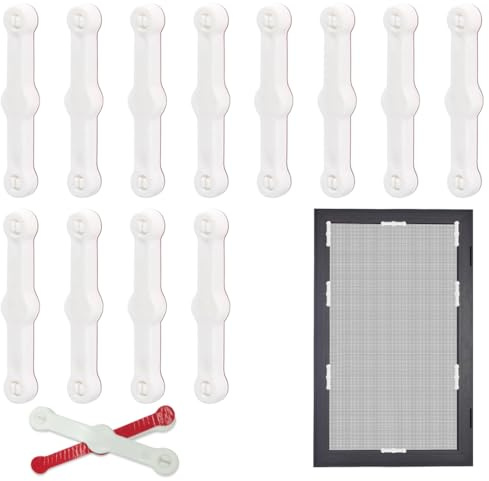 SGERUFZ 12 Pezzi Zanzariera Autoadesiva per Finestre, Accessori per Zanzariere e Supporti, Installazione Facile