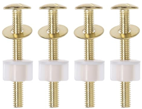 NUOBESTY 4 Tornillos para Asiento de Inodoro: Kit de reemplazo de Pernos de bisagra, Pernos para Asiento de Inodoro con Anillo de Sello de Goma, Tornillos para Tanque de Agua para Fijar la Parte