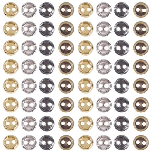 GORGECRAFT 1 Box 400Pcs 4 Colors Mini Metal Buttons 3.5mm Round Gold Silver Antique Bronze 2 Hole Bread Button Fasteners for Doll Clothes Bag Decoration DIY Garment Buckle Sewing Crafts