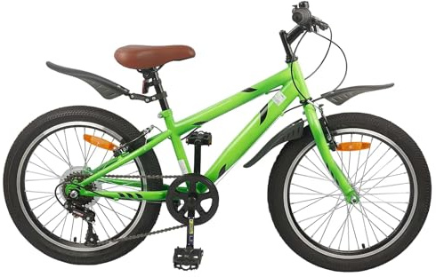 vidaXL Barncykel 61 cm 6-växlad för 8-12 år gammal Grön, Äventyrlig Cykel, Klassisk Barncykel för Unga Cyklister, Utomhuscyklar, Rolig Tur, Tidlös Design
