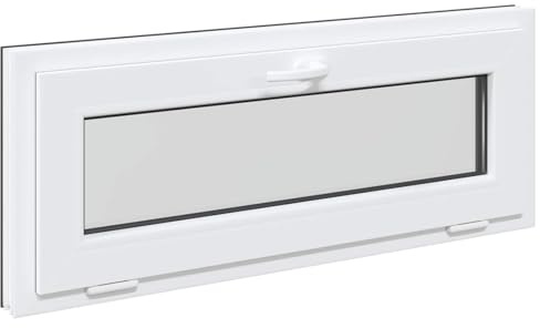 Källarfönster RISOR 100 x 40 cm PVC och glas antracit plast glidande roterande tippfönster med isoleringsglas värmeskydd ljudisolering inbrottsskydd ram ventilation