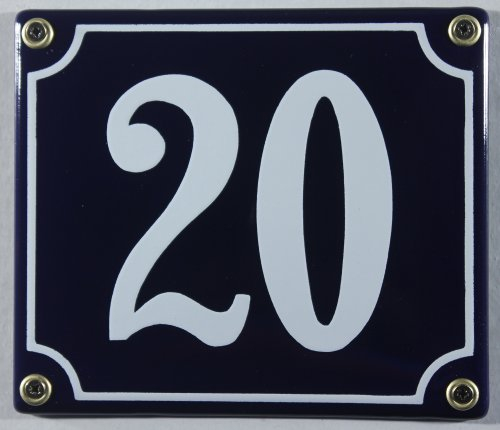 Buddel-Bini Wetterfestes Emaille Hausnummernschild 20 blau/weiß 14x12 cm sofort lieferbar