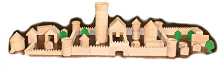 Holzspielzeug Burgbaukasten BxHxT 25,5x29x4,5cm NEU Holzbaukasten Spielsortiment Bauspiel Bausteine Spiele Spielzeug Strategiespiel Geschicklichkeitsspiel Geduldsspiel Holzgestaltung Holz Seiffen