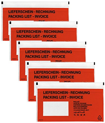 Herlitz 792705 Dokumententasche DL 5x 100er Packung selbstklebend (5, Dokumententasche)