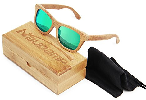 Naudamp Lunettes de Soleil en Bambou carbonisées pour Hommes/Femmes Lunettes de Soleil Vintage flottantes polarisées avec Cadre Complet Sports Nautiques et activités de Plein air