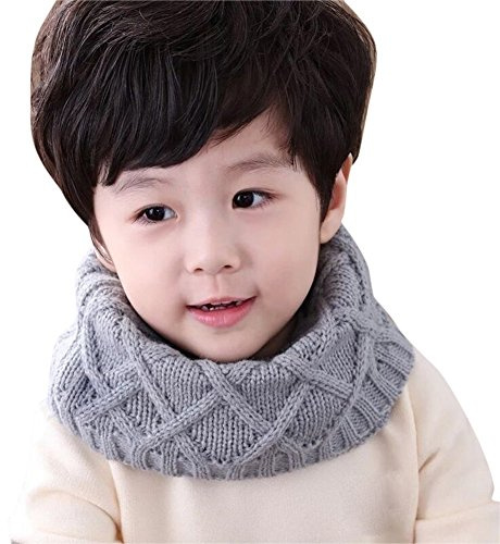 Mode Écharpe Tube Tricoté Enfant Tour de Cou Chaud Polaire Cache-Cou Foulard Tubulaire en Maille Couleur Pure Châle Hiver Pour 2-8 Ans Bébé Garçon Fille Merveilleux Cadeau Noël