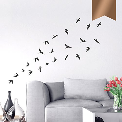WANDKINGS Wandtattoo - Vogelschwarm - 64 x 68 cm - Kupfer - Wähle aus 5 Größen & 35 Farben