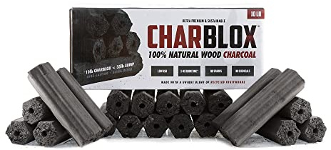 CHARBLOX 10LB Ultra Premium Grilling Charcoal Logs - 100% Natural, Lasts 5 Hours, Sustainable, for Grilling/BBQ/Smoker/Big Green Egg/Kamado/Ceramic Grill/Weber/Yakitori, Thai/Binchotan Alternative