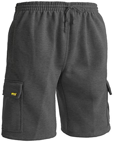 MIG - Mud Ice Gravel Mens Cargo Jogging Tracksuit Shorts Sports Work Casual Leisure (Charcoal, Large - 38 to 40 Waist)