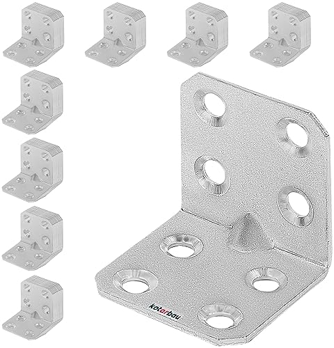 KOTARBAU 100er Set Winkelverbinder 30 x 30 x 30 x 1,5 mm mit Sicke Stahl Bauwinkel Montagelöcher Möbelverbinder Verzinkt Schwerlast Holzverbinder Montagewinkel