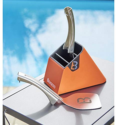 BRASERO - Kit Spatules Brasero - 2 spatules INOX - 1 Support aimenté - Clean Design