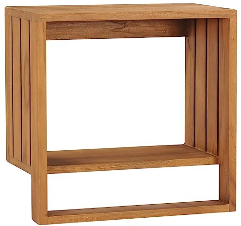 vidaXL Teak Massiv Handtuchregal Wandmontage Handtuchhalter Wandregal Bad Handtuchablage Hängeregal Badablage Badregal Regal 35x20x35cm