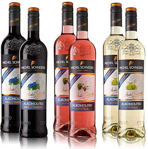 6 Flaschen Michel Schneider Rosé-, Weiß-, Rotwein Mischpaket (6 x 0,75 l), alkoholfreie Weine