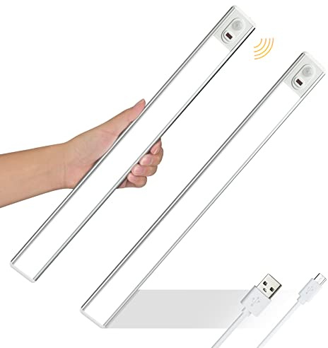 EverBrite 70LED Dimmer Under Cabinet Lighting, Hand Wave Control & Motion Sensor, Magnetic Under Counter Lighting, Ultra Thin LED Light Bar for Closet, Cabinet and Hallway, 300 Lumen, 6000K, 2-Pack