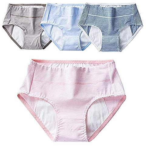 BDXZJ Auslaufsichere Höschen, Elastisch, Mittlere Taille, Menstruation, Baumwolle, Inkontinenz, Nach Der Geburt, Schutz, Waschbar, Atmungsaktiv Und Bequem, 4 Stück XL