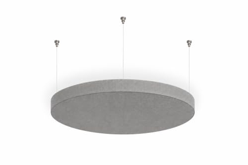 Panneau acoustique circulaire ignifugé R ROSTAGNO 50x4 cm, marquage CE, finition en TISSU DÉMONTABLE et lavable - Positionnement suspendu au plafond avec câbles réglables (BLANC)