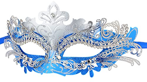 Hoshin Maskerade Maske, Karneval Dekorationen Venezianische Masken für Frauen (Blau & Silber)