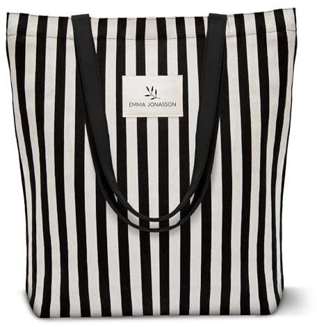 Emma Jonasson Bolsa de Yute Elegante de la Compra con Cremallera y Bolsillo Interior, Bolso de Mano con Asa Larga para Hombro