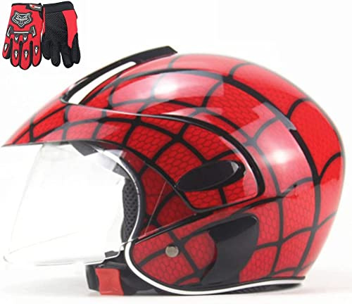 CANIAN Casco De Motocicleta, Casco Deportivo Al Aire Libre para Niños, Casco De Motos De Motos De Bicicleta para Niños Y Guantes, Niños Y Niñas, Apto para 3-8 Años (B)